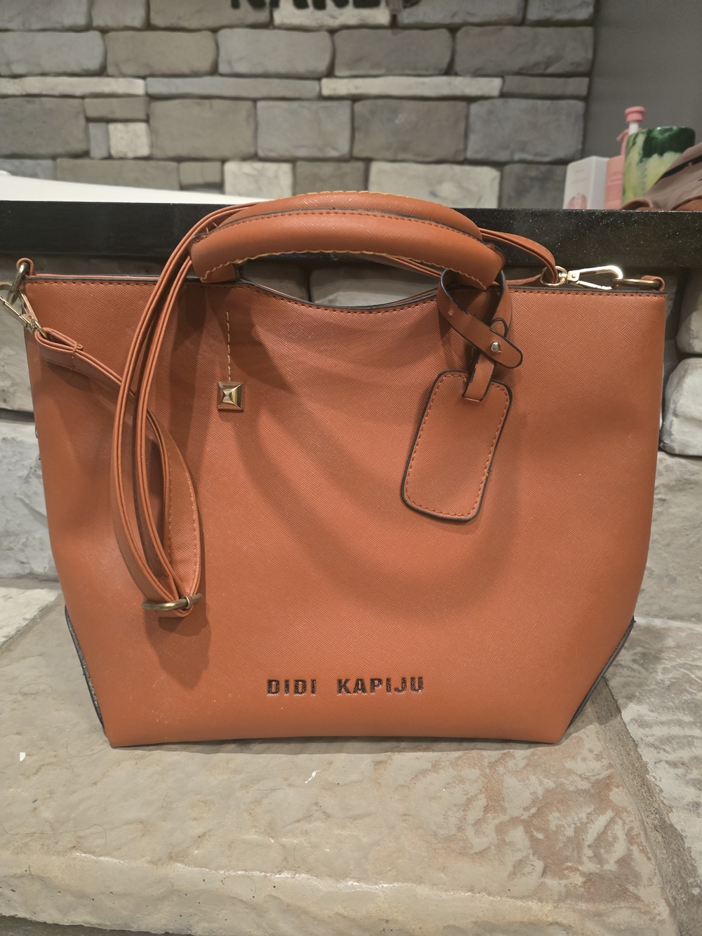 Orange Structured Tote Bag